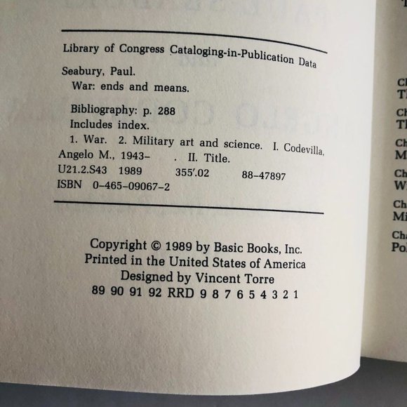 War: Ends and Means Hardcover – 1989 - Picture 11 of 11